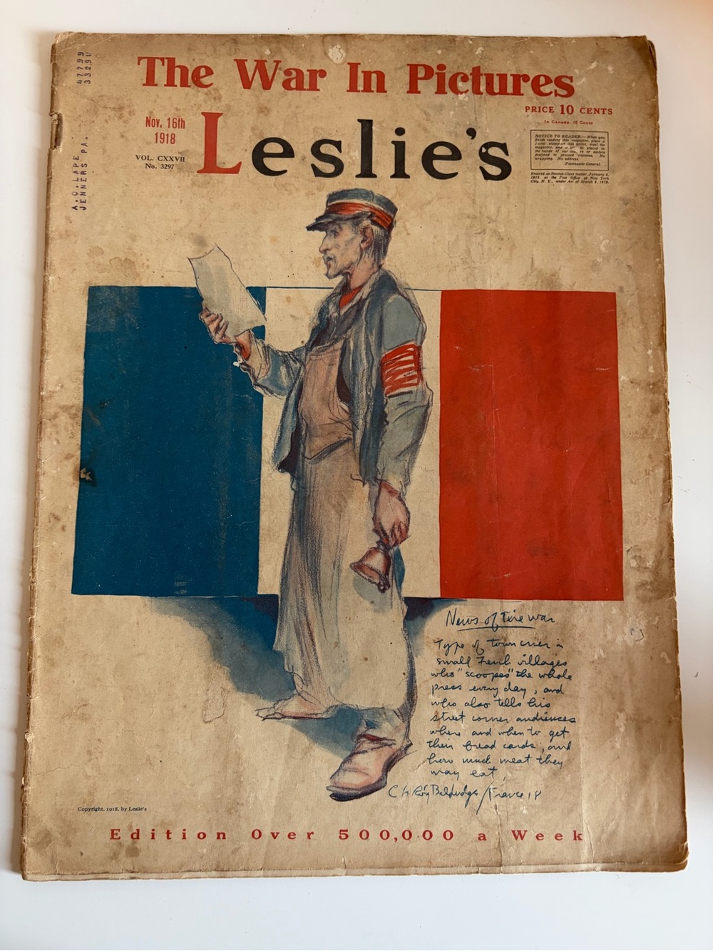 Antique 1918 Leslie’s Weekly WWI Armistice War in Pictures Magazine No 3297